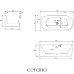 CERANO - Vana akrylátová Bianco - volně stojící - asymetrická - levá - bílá lesklá - 170x79x60 CER-413600