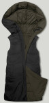 Khaki-černá oboustranná oversize vesta s kapucí (V724) odstíny zelené L (40)