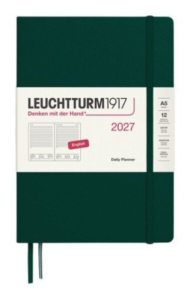 Denní plánovač Forest Green, Medium A5 2027, anglicky