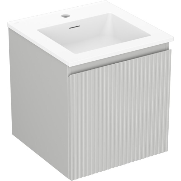 MEXEN/S - Rivel koupelnová skříňka 45 cm s umyvadlem Otis, 1 šuplík, reliéf , šedá mat/bílá mat 91A20-04547-1-BF62-W18M01
