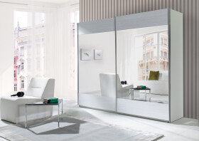 FRONTI Šatní skříň LUX bílé pruhy / zrcadla 6849