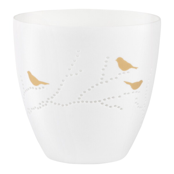 Räder Porcelánový svícen Gold Birds Large, bílá barva, porcelán