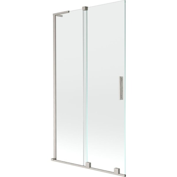 MEXEN/S - Velar L dvoukřídlá posuvná vanová zástěna 100 x 150, transparent, nikl kartáčovaný 896-100-003-01-97