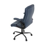 Křeslo kancelářské, tmavě modrá ekokůže, kovový kříž, kolečka na tvrdé podlahy