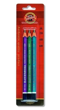 Koh-i-noor tužka trojhranná grafitová silná 2B,4B,6B set 3 ks metalické barvě