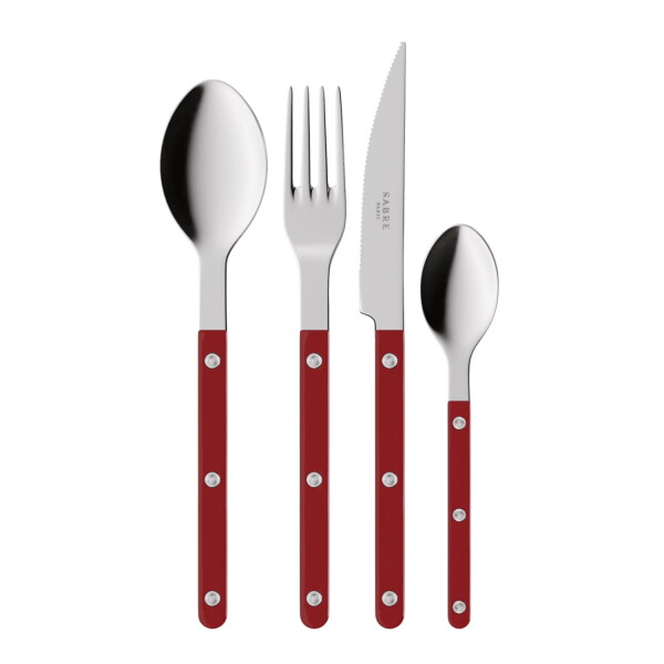 SABRE PARIS 4-dílná sada příborů Bistrot Brillant – Burgundy, červená barva, kov, plast