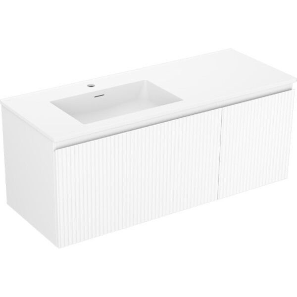 MEXEN/S - Rivel koupelnová skříňka 120 cm s umyvadlem Otis levá, 1S, 1D, reliéf, bílá mat 91A23-12047-3-BBFF01-W18L01