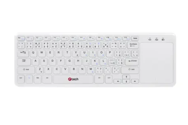 C-TECH WLTK-01 bílá / Bezdrátová klávesnice s touchpadem / USB (WLTK-01W)