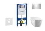 GEBERIT - Duofix Modul pro závěsné WC s tlačítkem Sigma30, lesklý chrom/chrom mat + Tece One - sprchovací toaleta a sedátko, Rimless, SoftClose 111.300.00.5 NT6