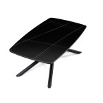 Stůl konferenční, deska slinutá keramika 120x70cm, černý mramor, nohy černý kov