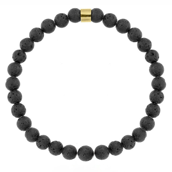 Pánský náramek Fernando Gold - 6 mm lávový kámen, Černá 25 cm