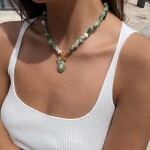 ELENYS Green Aventurine | Náhrdelník s pravým přírodním avanturínem Délka náhrdelníku: 43 cm
