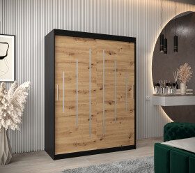 Šatní skříň Abi Y0 Barva korpusu: Černá, Rozměry: 150 cm, Dveře: Dub artisan