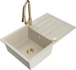 MEXEN - Bruno granitový dřez 1 s odkapávačem včetně baterie Elia, béžová 6513-69-670101-50