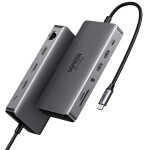 UGREEN HUB USB-C Dokovací stanice / PD / 2x HDMI / RJ45 / TF slot / SD slot / jack 3.5 mm (6941876219650)