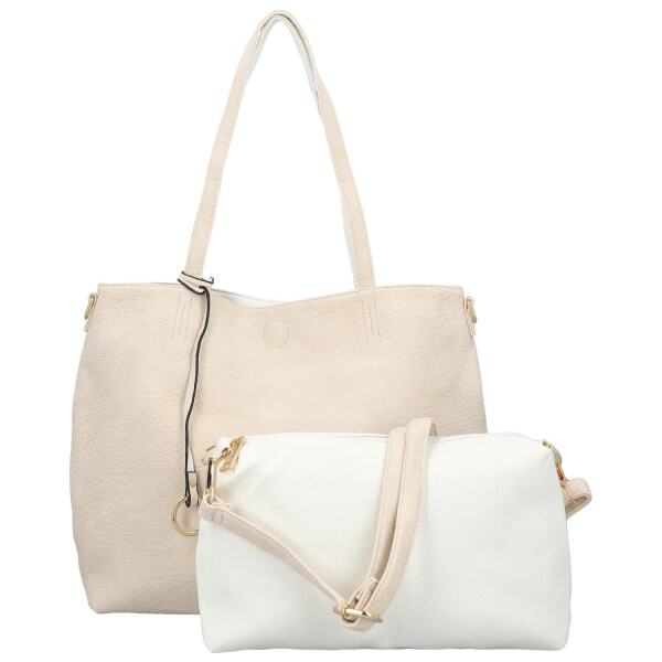 Módní koženkový set kabelek Maricela, krémový