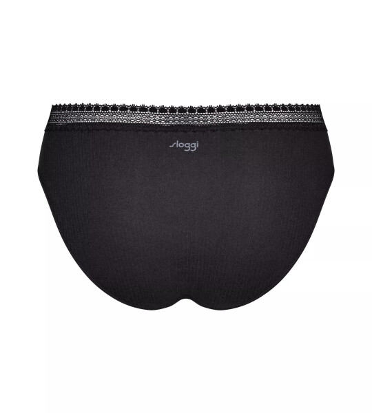 Dámské kalhotky GO Ribbed R Tai C2P - BLACK - černé 0004 - SLOGGI BLACK M