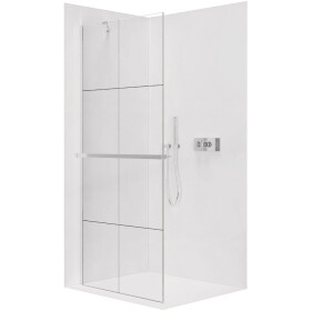 CERANO Sprchová zástěna Walk-in Onyx Y L/P - 8 mm + polička/držák na ručníky - chrom, industriální sklo - 140x200 cm