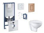 GROHE - Rapid SLX Set předstěnové instalace, klozetu, sedátka SoftClose, tlačítka Skate Cosmopolitan a sady pro vhazování tablet, kartáčovaný Warm Sunset SANI11BB4143