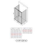 CERANO - Třístěnný sprchový kout Varone POINT U L/P - 6 mm - černá matná, transparentní sklo - 130x80x195 - posuvný CER-DY505B-90125