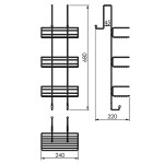 Gedy - CHROM LINE police do sprchy závěsná, 240x680x220, chrom 2486