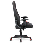 Herní křeslo, houpací mechanismus, černá látka, KA-F07 RED
