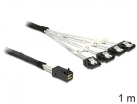 Delock Kabel Mini SAS HD x 4 SFF 8643 samec 4 x SATA 7 Pin samice / 1m (83393)