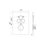 Mereo Sprchová sada s termostatickou podomítkovou tlačítkovou baterií - 3-cestná - hranatý kryt CB60157TC2N