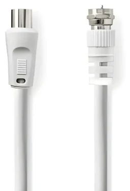 Nedis satelitní anténní kabel F(M) - IEC(M) bílá / Kabel / 75 Ohm / 50 dB / dvojité stínění / 1,5 m (CSGL41800WT15)