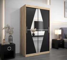 Šatní skříň Abi Bo Barva korpusu: Dub Sonoma, Rozměry: 120 cm, Dveře: Černá
