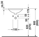 DURAVIT - Architec Umyvadlo, průměr 40 cm, s přepadem, bez otvoru pro baterii, bílá 0468400000