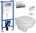 LAUFEN Rámový podomítkový modul CW1 SET s chromovým tlačítkem + WC JIKA LYRA PLUS + SEDÁTKO DURAPLAST SLOWCLOSE H8946600000001CR LY5