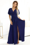 Třpytivé dlouhé šaty 581-5 JENNIFER modré - Numoco XL-42
