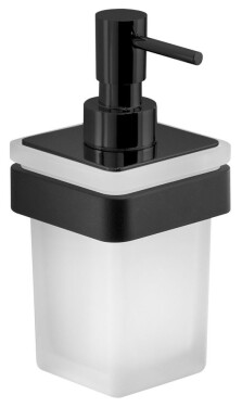 Gedy - SAMOA dávkovač mýdla 170ml, mléčné sklo, černá mat A88114