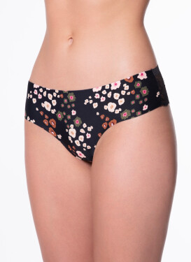 Julimex Tanga Peggy Brown kalhotky S-XL černý vzor XL