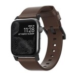 Nomad Leather kožený řemínek pro Apple Watch (42 44 mm) hnědá kůže černá přezka (NM1A4RBM00)