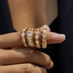 ELENYS Crystal Line – pozlacený prsten 18K žluté zlato Velikost: 6 (EU: 51-53)