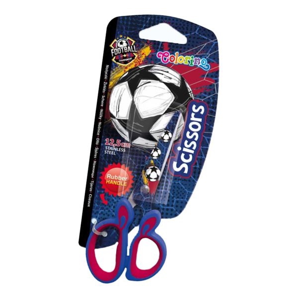 Dětské nůžky potiskem Colorino Football, kulaté, 12,5 cm, asymetrické