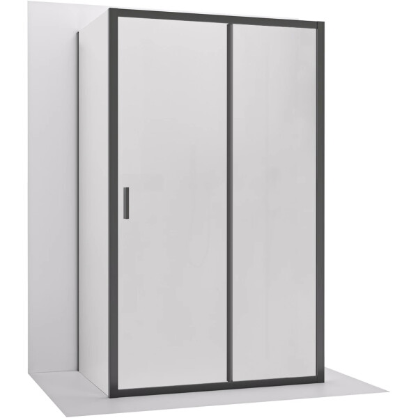 CERANO - Třístěnný sprchový kout Varone LINE U L/P - 6 mm - černá matná, mléčné sklo - 150x70 - posuvný CER-DY505-90220