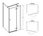 BESCO - Obdélníkový sprchový kout PIXA GRAFIT - Rozměr A - 120, Rozměr B - 90, Směr zavírání - Pravé (DX) BCPIXA129OBDPGR