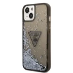 Pouzdro Guess PC/TPU Liquid Glitter Triangle Logo iPhone 14 Plus černé