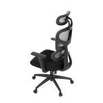 Kancelářská židle, šedá síťovina, černý plast, kolečka na tvrdé podlahy