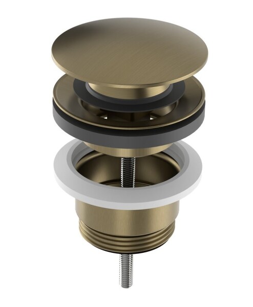 SAPHO - Umyvadlová výpust 5/4“, click-clack, velká zátka, 10-65, zlato mat CV1002G