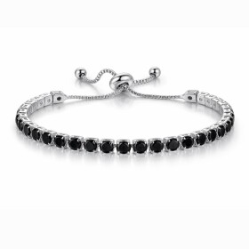 Náramek Swarovski Elements Cianoti Silver Black, Černá 14 cm + 9 cm (prodloužení)