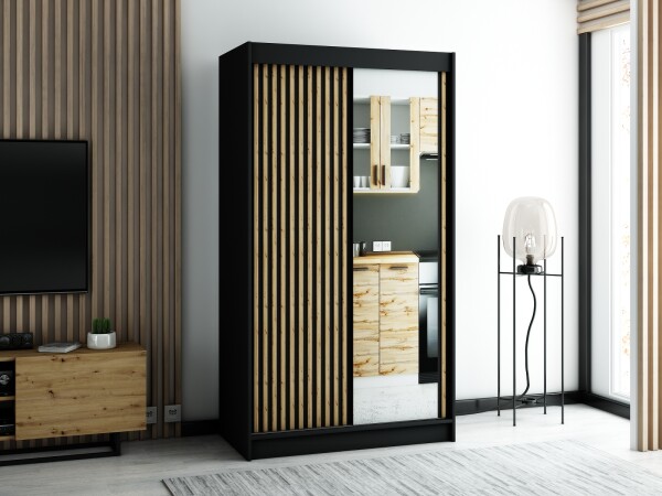 Šatní skříň Abi Lamelo 2 Barva korpusu: Černá, Rozměry: 120 cm