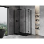 MEXEN/S - Mist-F Duo sprchový kout skládací dveře levá 100 x 85, černá okraj, černá 8A6-100L-085P-70-70