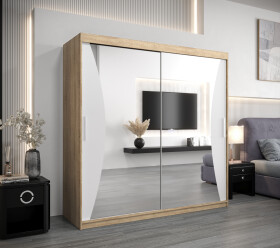 Šatní skříň Abi Mo Dveře: Dub sonoma, Rozměr: 200 cm, Korpus: Bílá