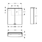 GEBERIT - Option Zrcadlová skříňka s osvětlením, 60x68x18 cm, bílá 500.273.00.1