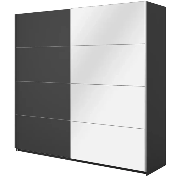 Skříň 221 cm Beta 58 černá/zrcadlo