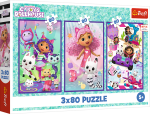 Puzzle Gabbyiny barevné dny 3v1 3x80 dílků